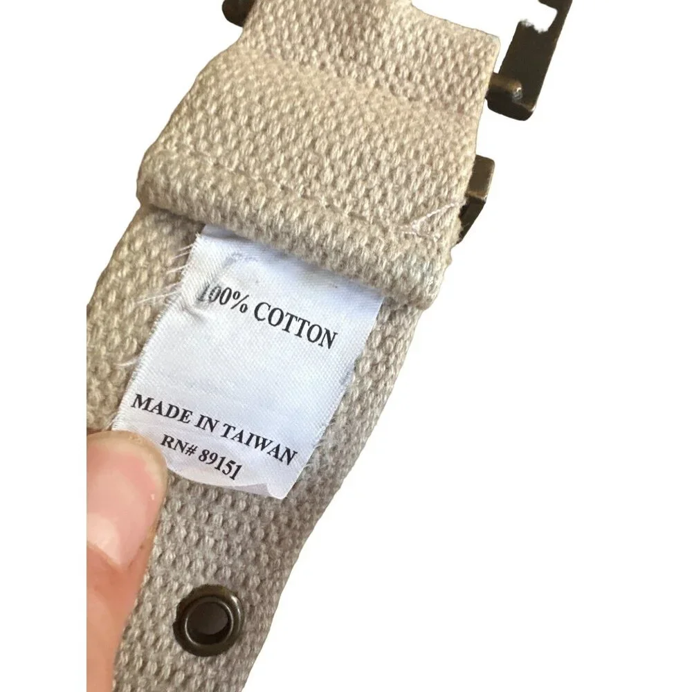 Limited Too Canvas & Leather U.S. Army Belt With Military Patch Accents Adjustab